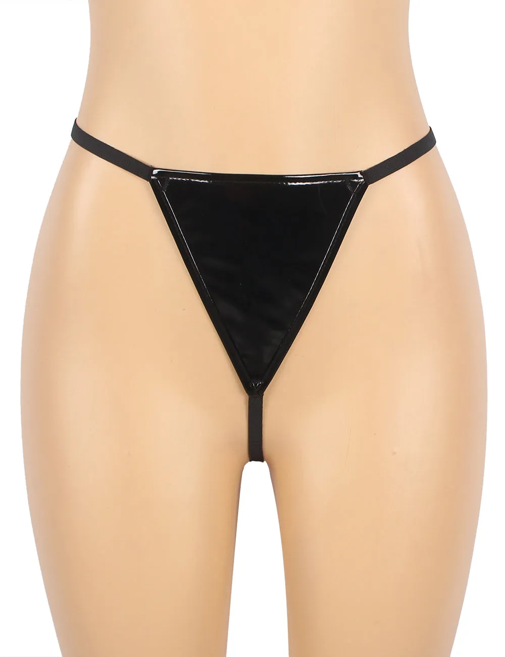 Black Strapless Leather Corset with Panties