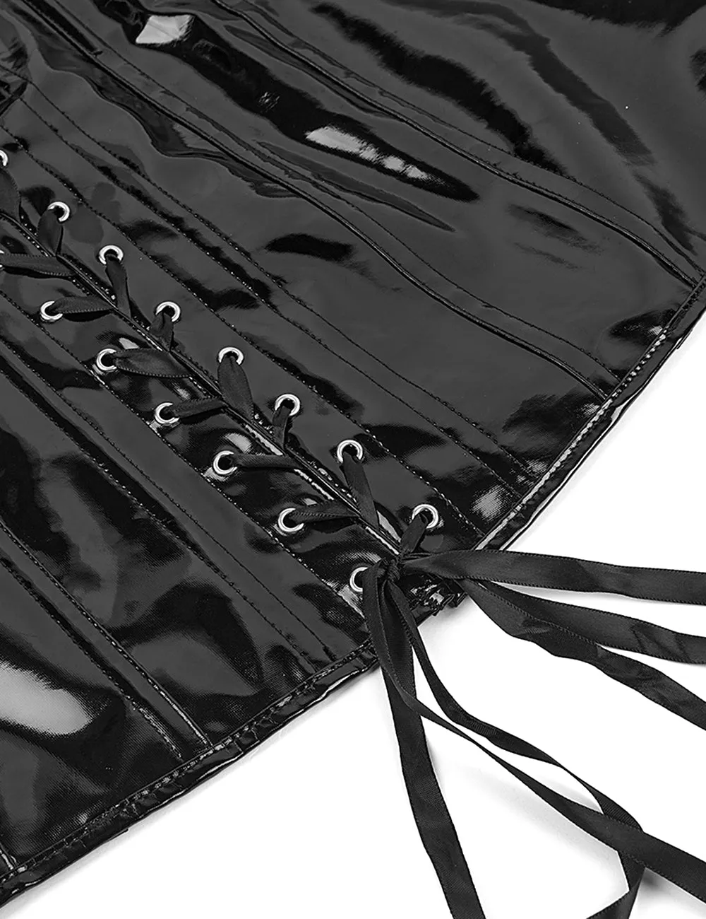 Black Strapless Leather Corset with Panties