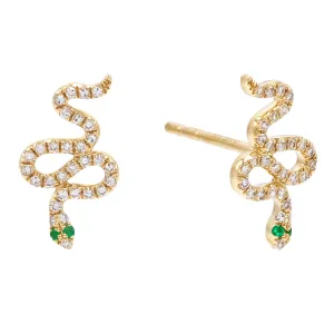 Diamond Snake Stud Earring 14K