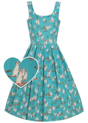 Dolly & Dotty Amanda Meerkat 50's Swing Dress Turquoise