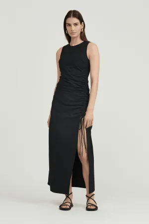 DRAWN DEEP TANK MAXI DRESS | BLACK