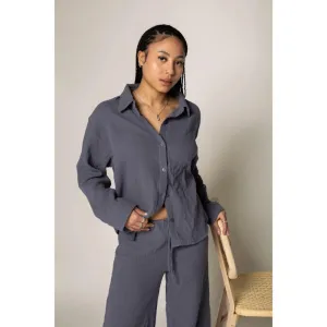 GIRL CRUSH TEXTURED ORGANIC COTTON SHIRT DUSTY BLUE
