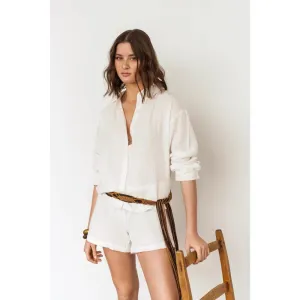 GIRL CRUSH TEXTURED ORGANIC COTTON SHORTS WHITE