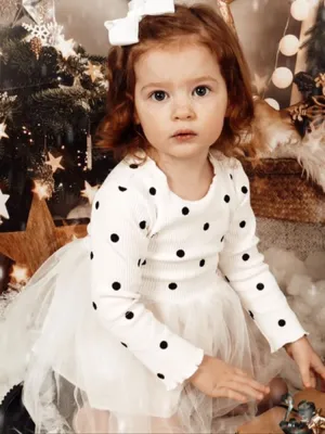 Girls White Polka Dot Party Tutu Dress - 6 to 24 Months