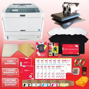 IColor 650 White Toner DTF Printer - Business Package With 16" x 20" Geo Knight DK20S Digital Swing Away Heat Press