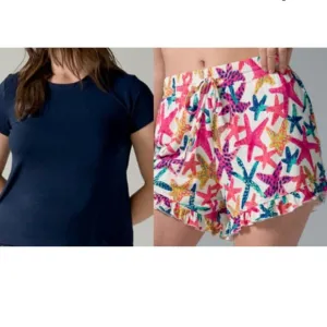 NWT Soma COOL NIGHTS T-Shirt &amp; Ruffle Short Pajama Set