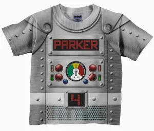 Personalized Robot Shirt, Boys Retro Robot Birthday Shirt, Robot Costume T-Shirt, Boy's Top
