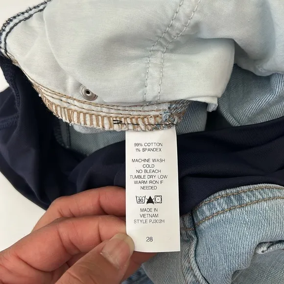 Pinkblush Light Wash Fringe Hem Maternity Denim Jean Shorts