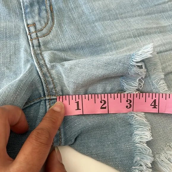 Pinkblush Light Wash Fringe Hem Maternity Denim Jean Shorts