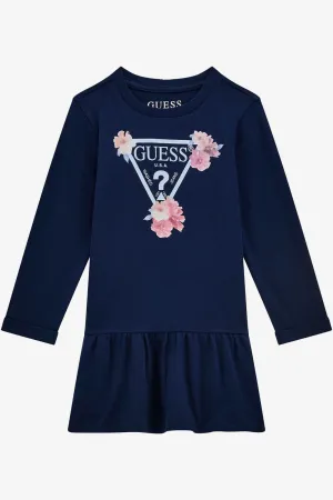 "Georgina" Navy Floral Drop Waist Dress