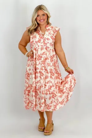 Red Tiered Two Tone Floral Print Dress