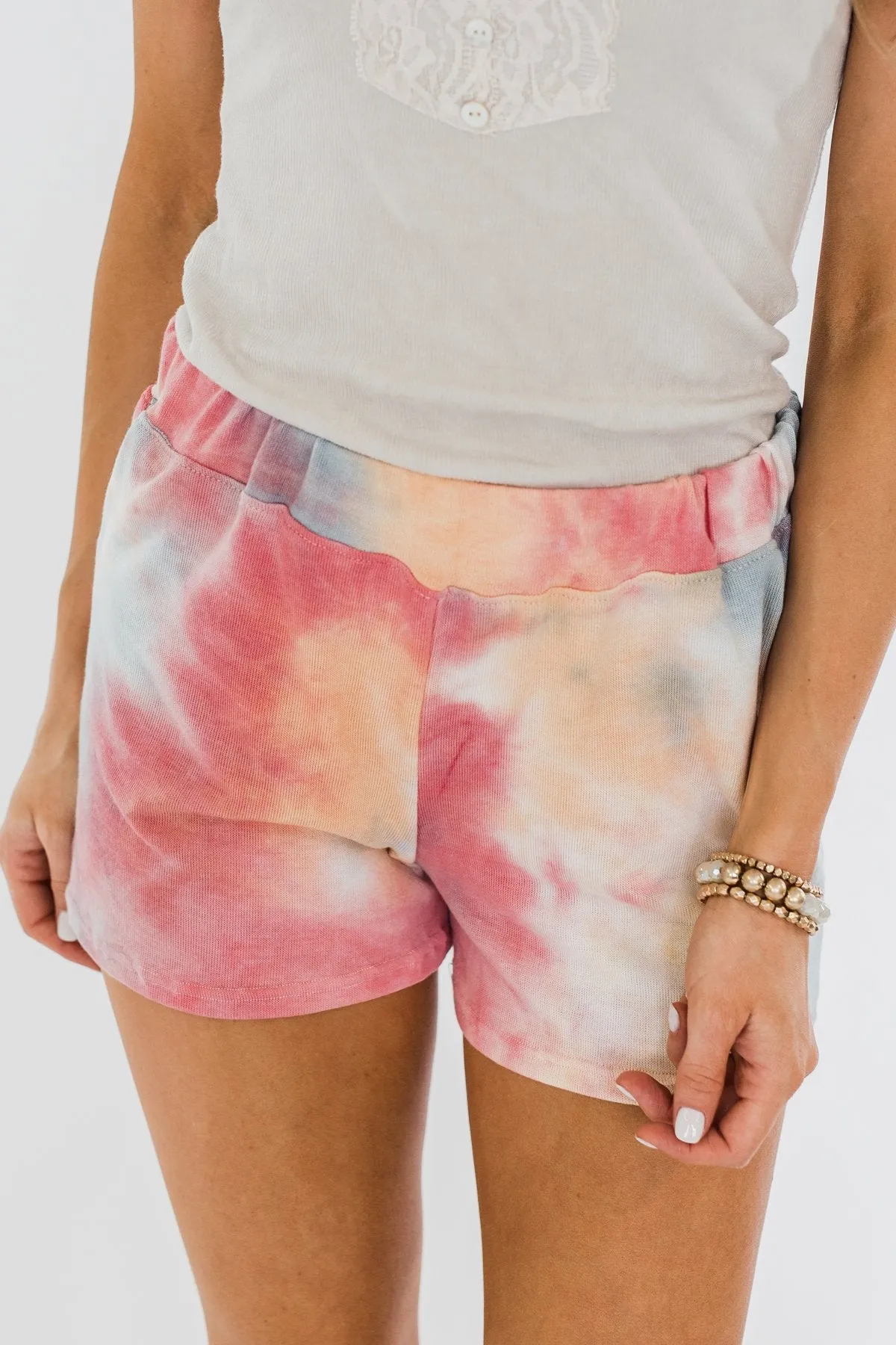 Tie Dye Lounge Shorts- Cherry, Light Orange, & Blue