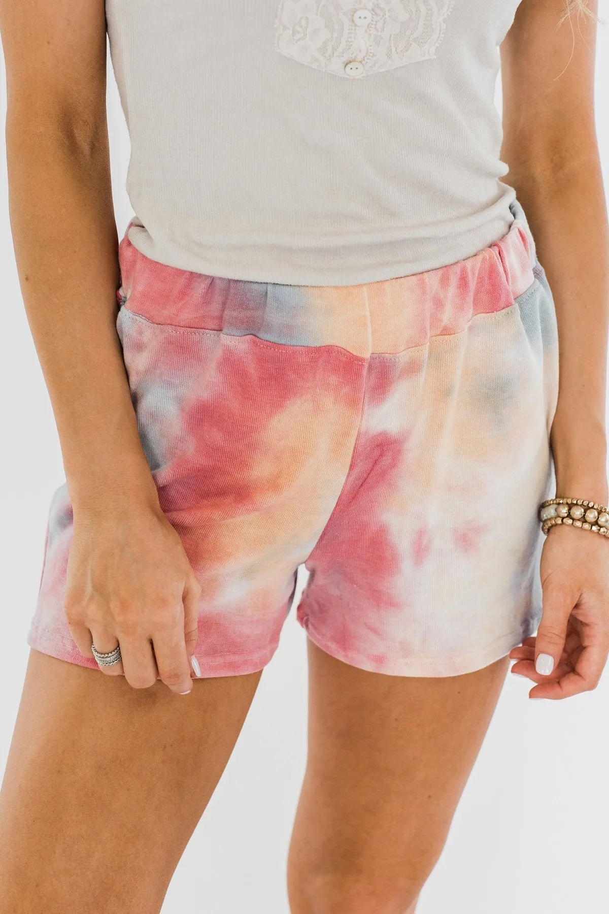 Tie Dye Lounge Shorts- Cherry, Light Orange, & Blue