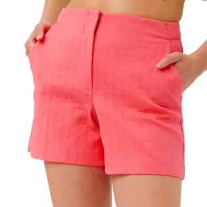 Trina Turk 'Valera' Stretch-Cotton Textured-Stripe Shorts, Positano Pink